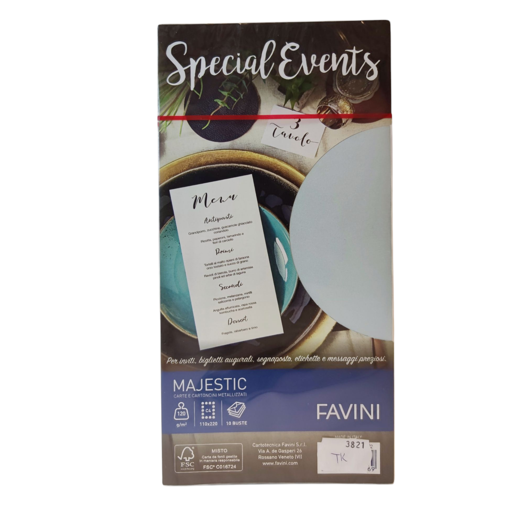 Ümbrik C65 110x220mm Metallic Azure Favini 10tk/pk