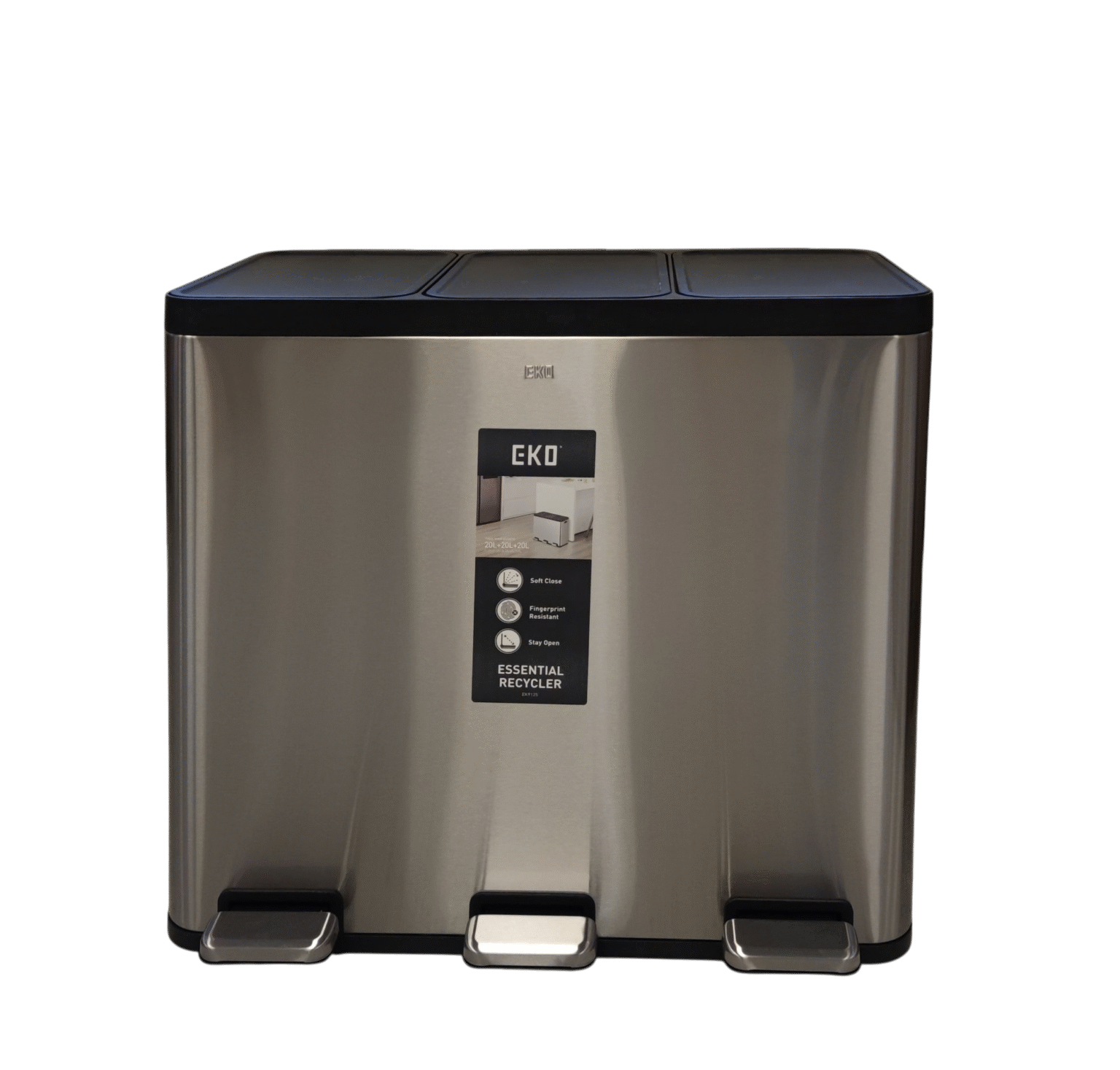 Prügikast 20+20+20L EKO Essentil Recycling Pedal Bin