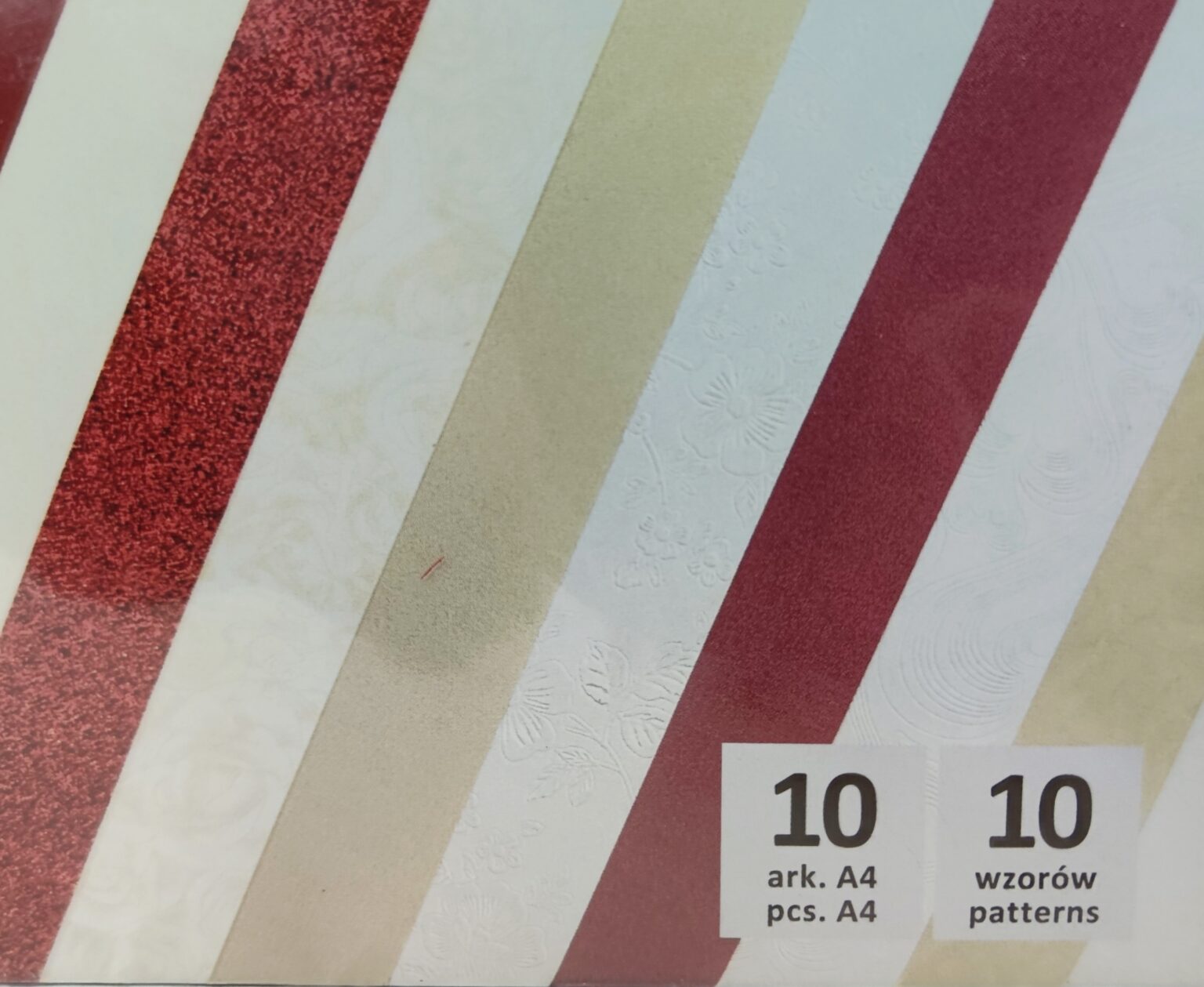 Disainkartongi segupakk A4 10 lehte punased/kreemikad toonid - Image 2