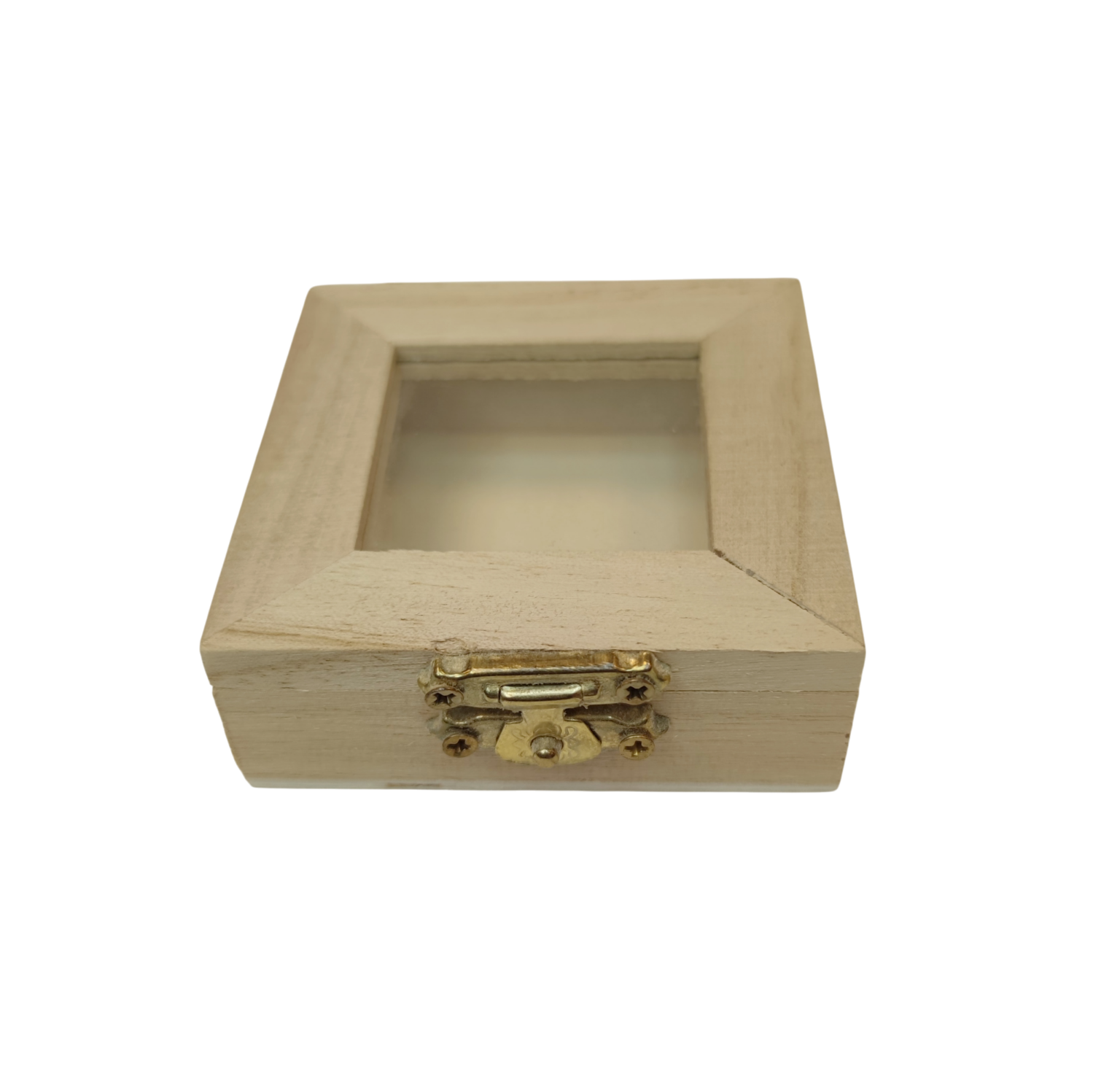 Puidust karp klaasist kaanega 7x7x2,5cm