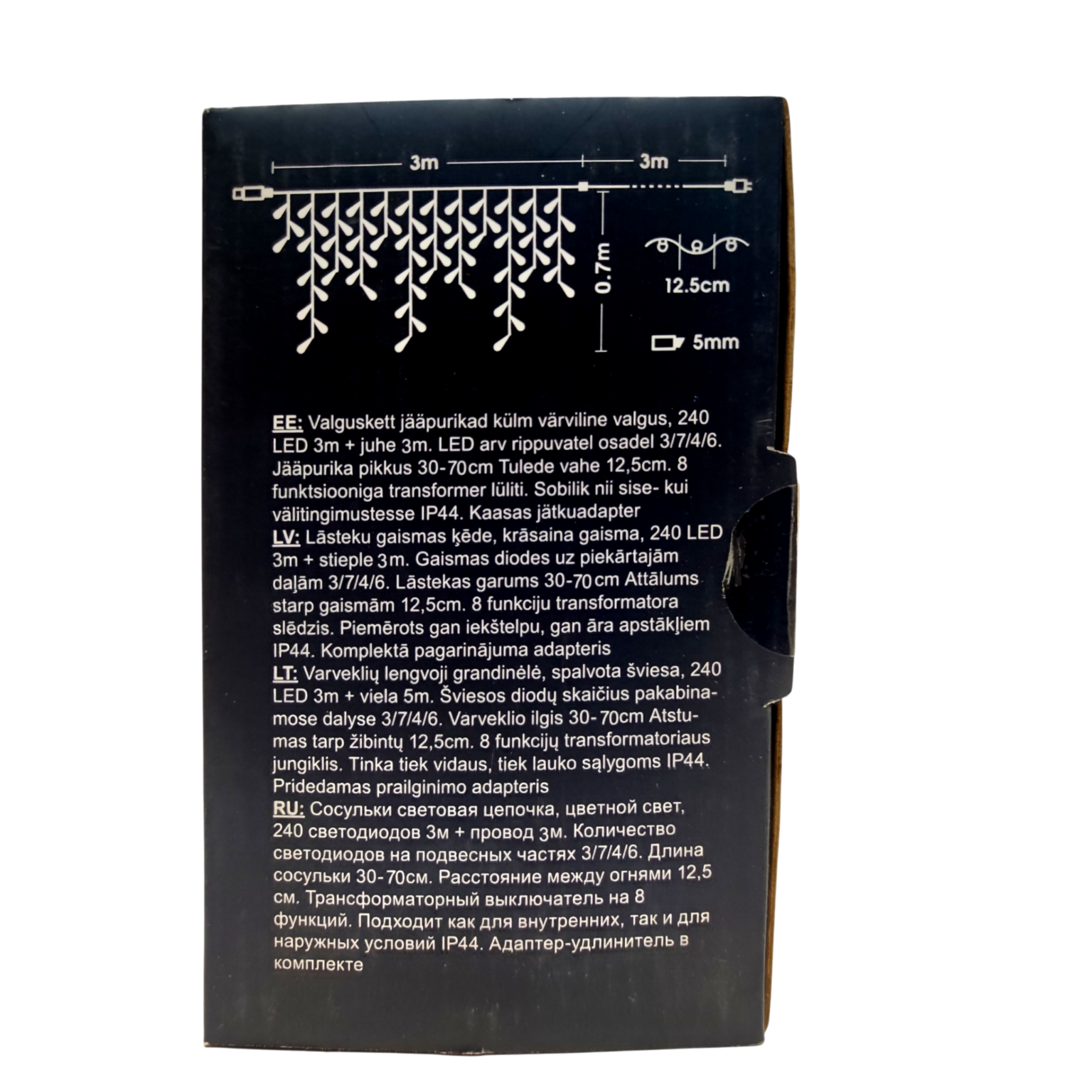 Valguskett jääpurikad 240LED 3m värviline - Image 2