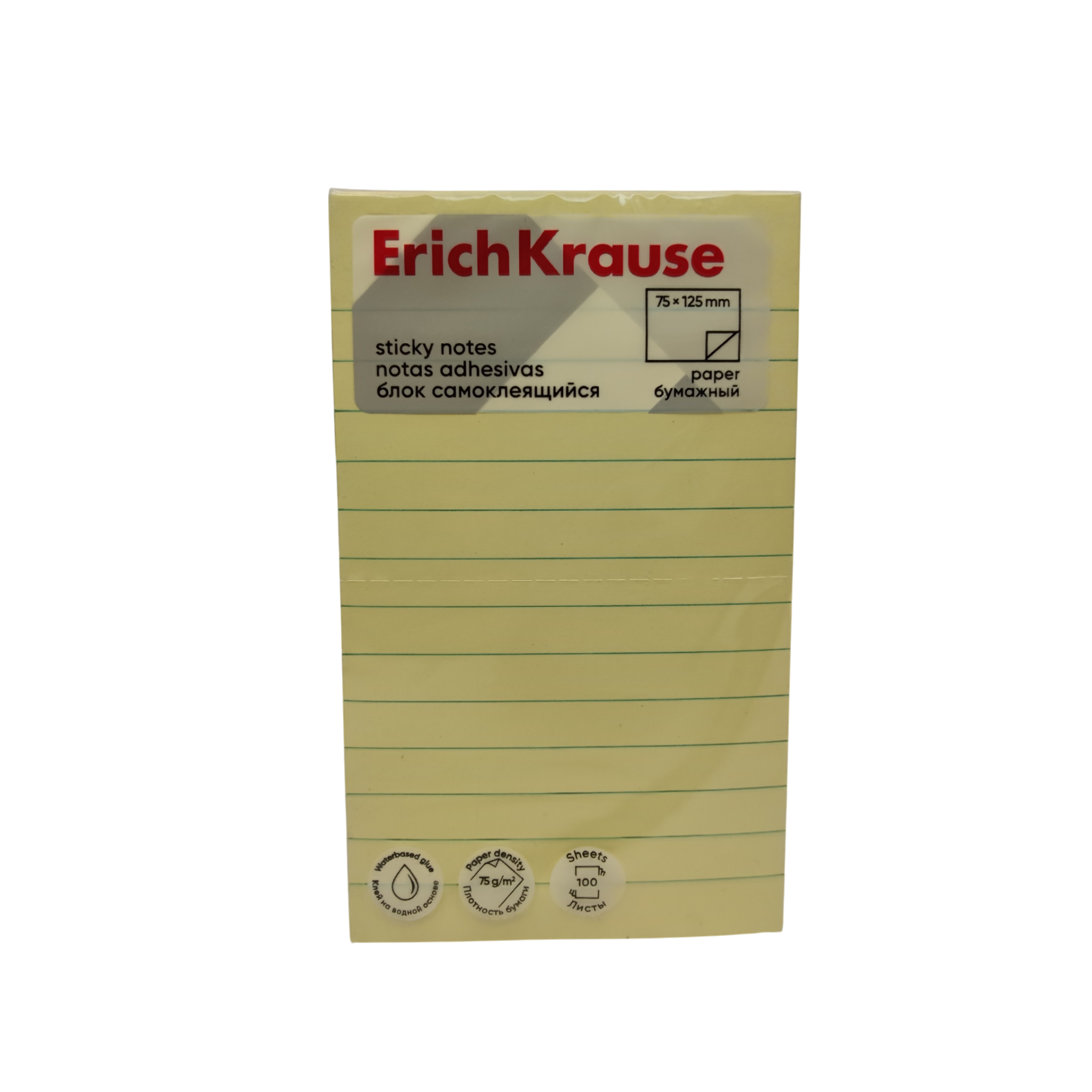 Märkmepaber jooneline 125x75mm kollane 100lehte/pk