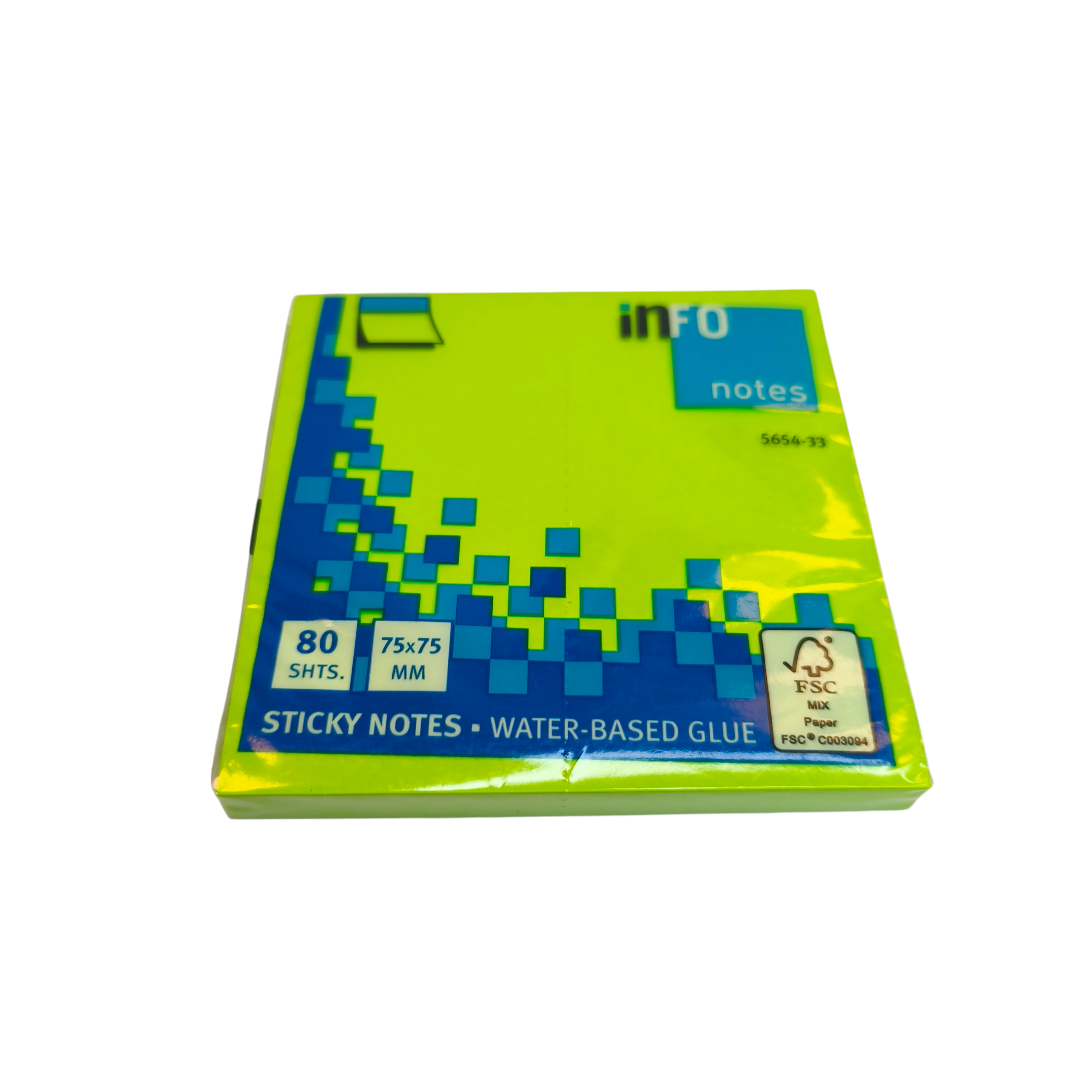 Märkmepaber Infonotes 75x75mm 80l/pk neoonroheline