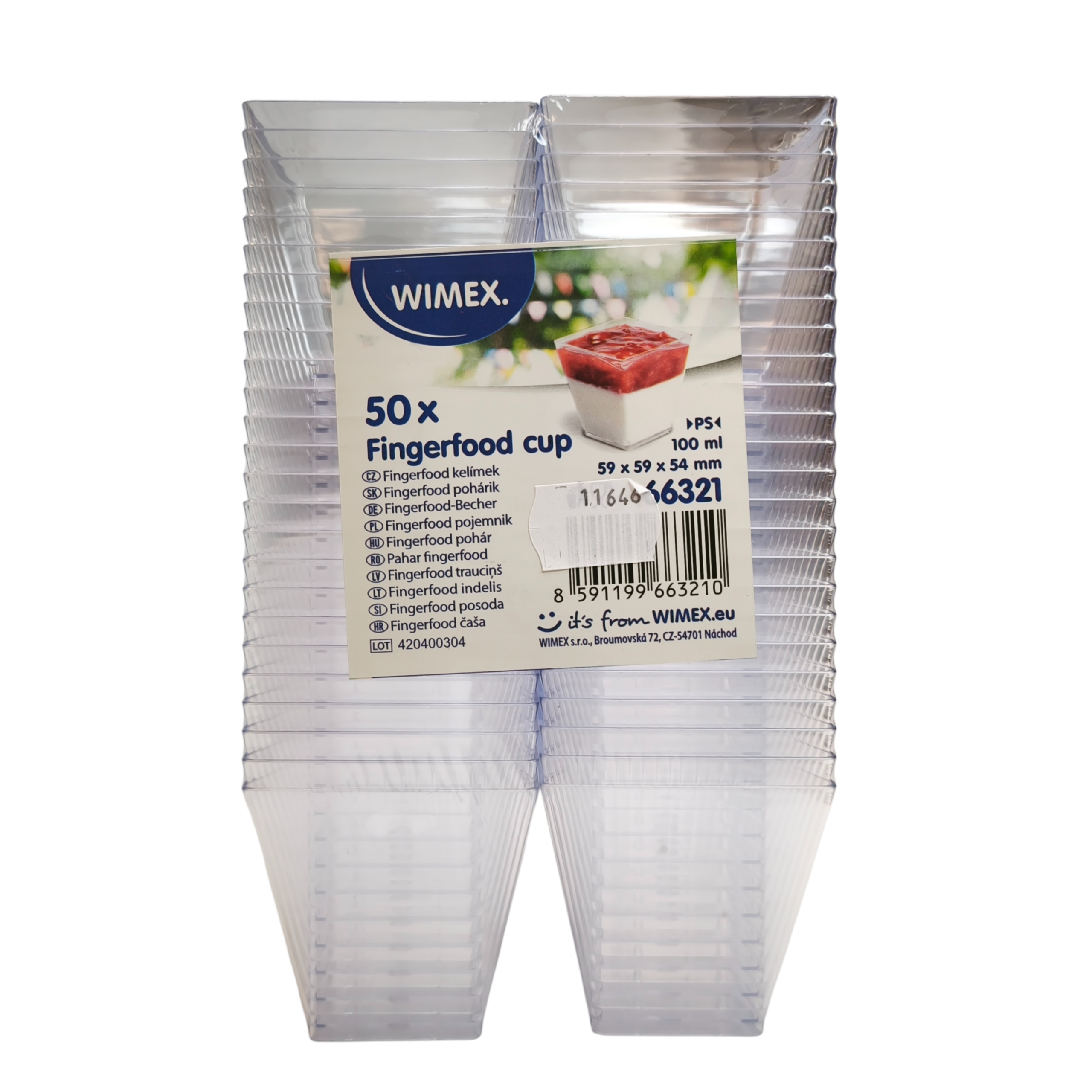 Suupistenõu Buffet Mini 5.9x5.9x5.4cm 100ml 50tk/pk  läbipaistev plastik