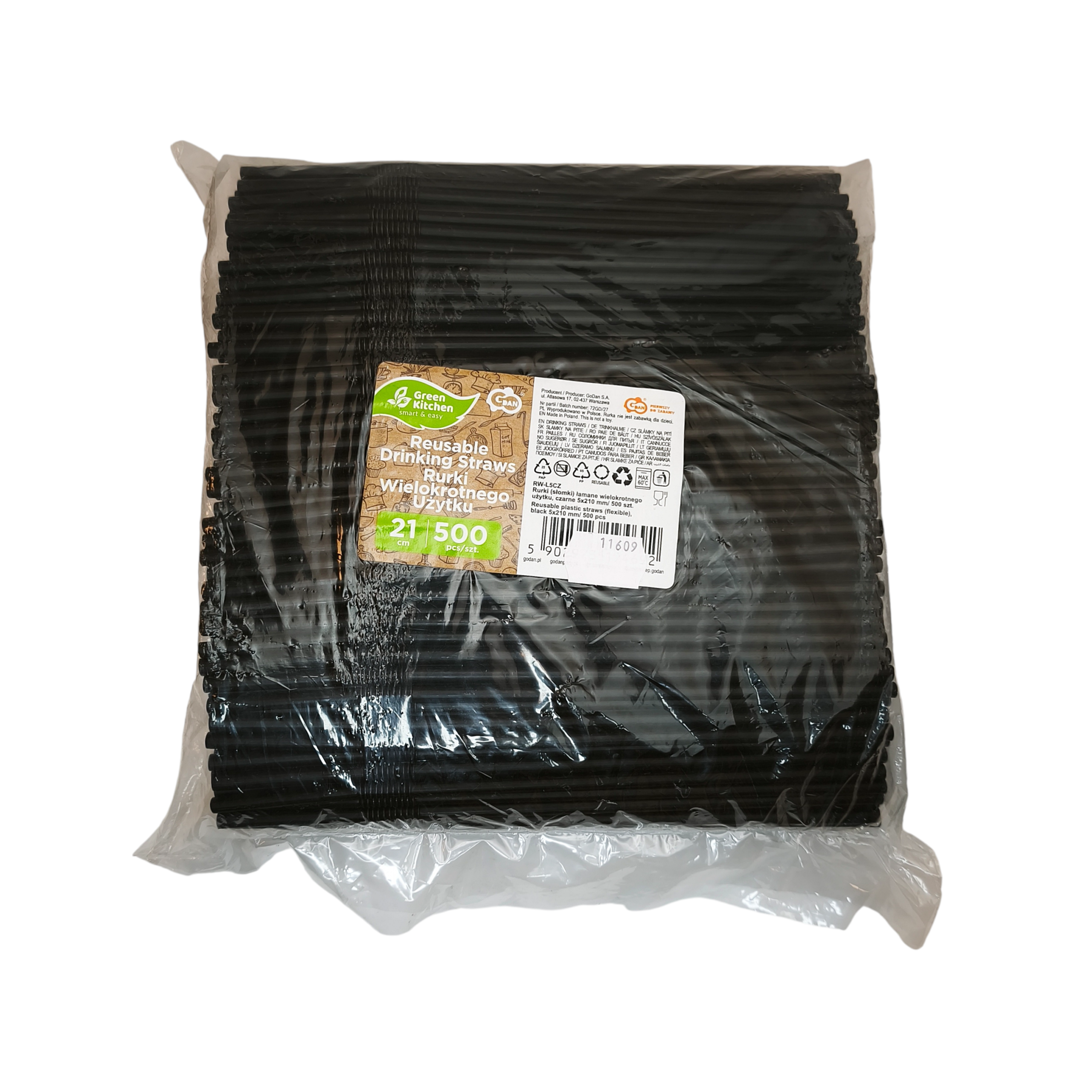 Joogikõrred murtava otsaga plastikust korduvkasutatavad mustad 500tk/pk