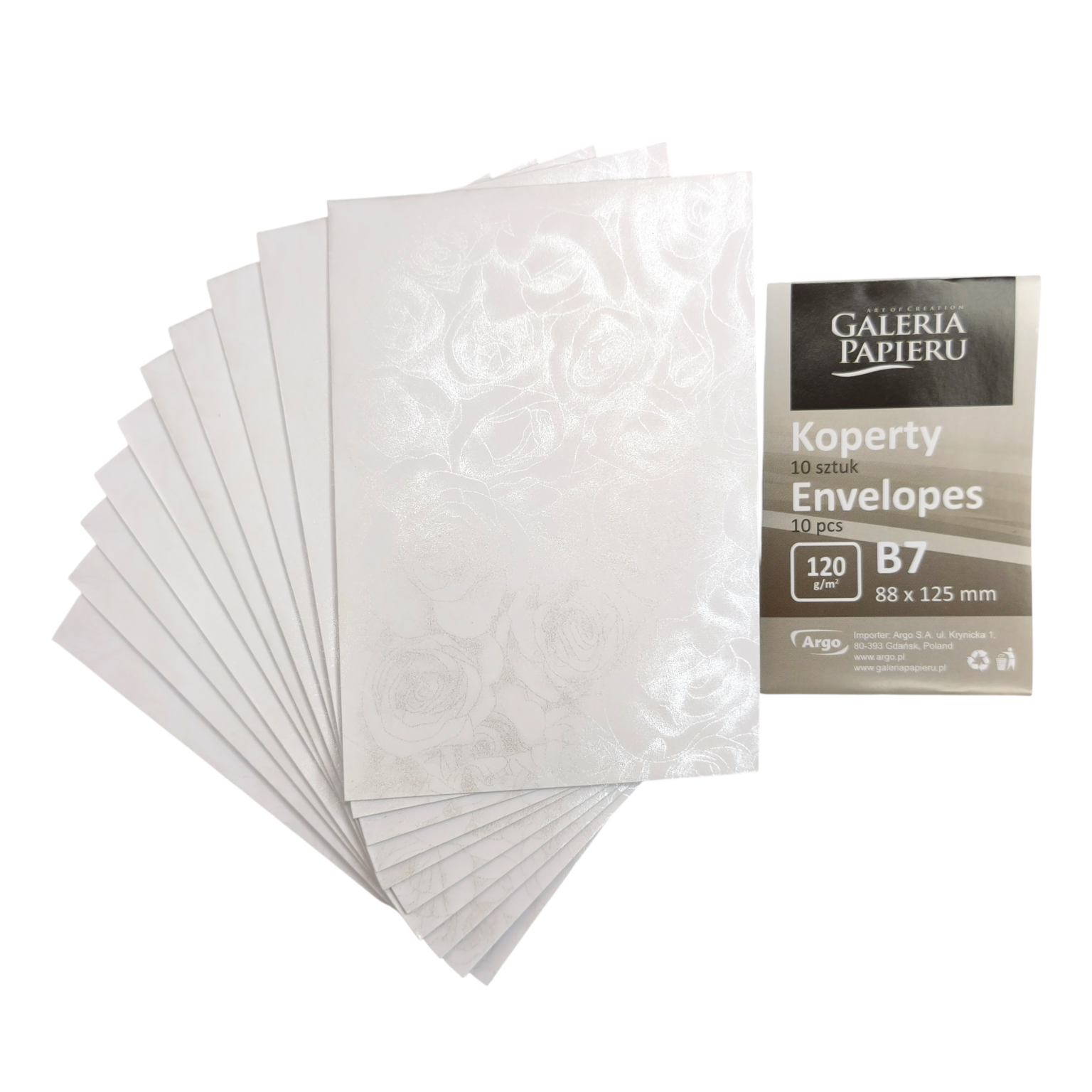 Ümbrik Galeria Papieru 120g 88x125mm Roses White 10tk/pk - Image 2