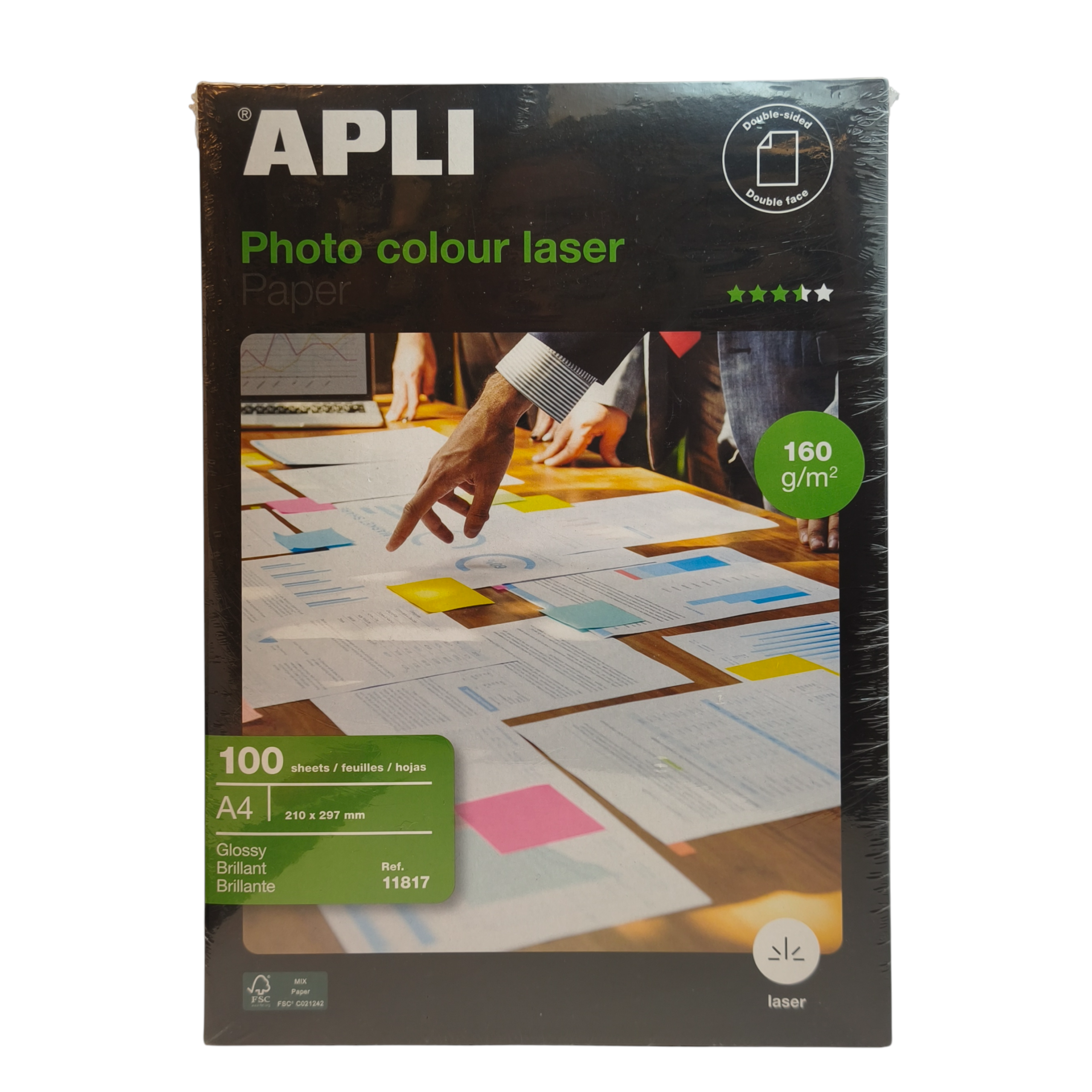 Fotopaber APLI 160g 210x297 Laser Glossy 100tk/pk kahepoolne