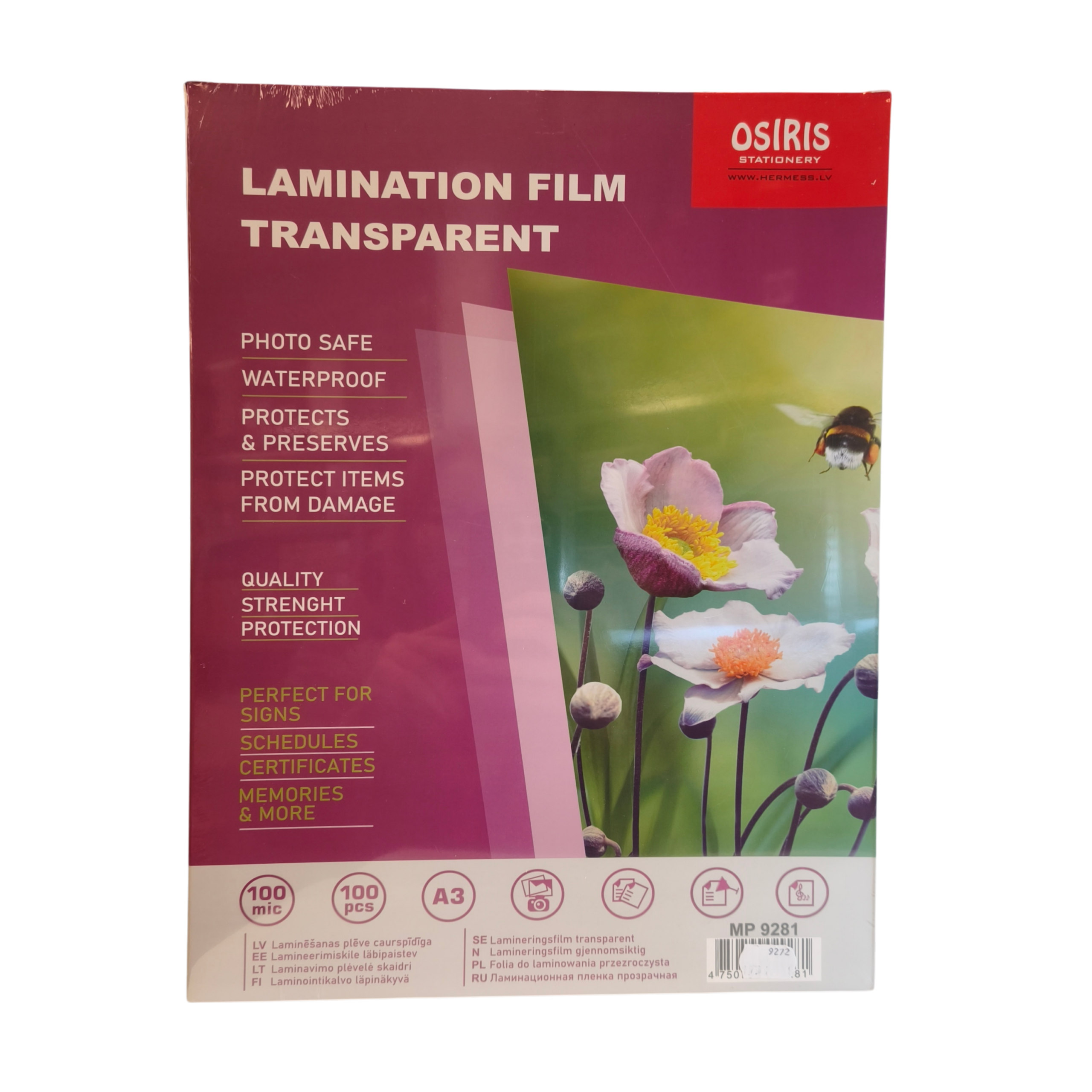 Lamineerimiskile A3 100mic FOROFIS/Osiris