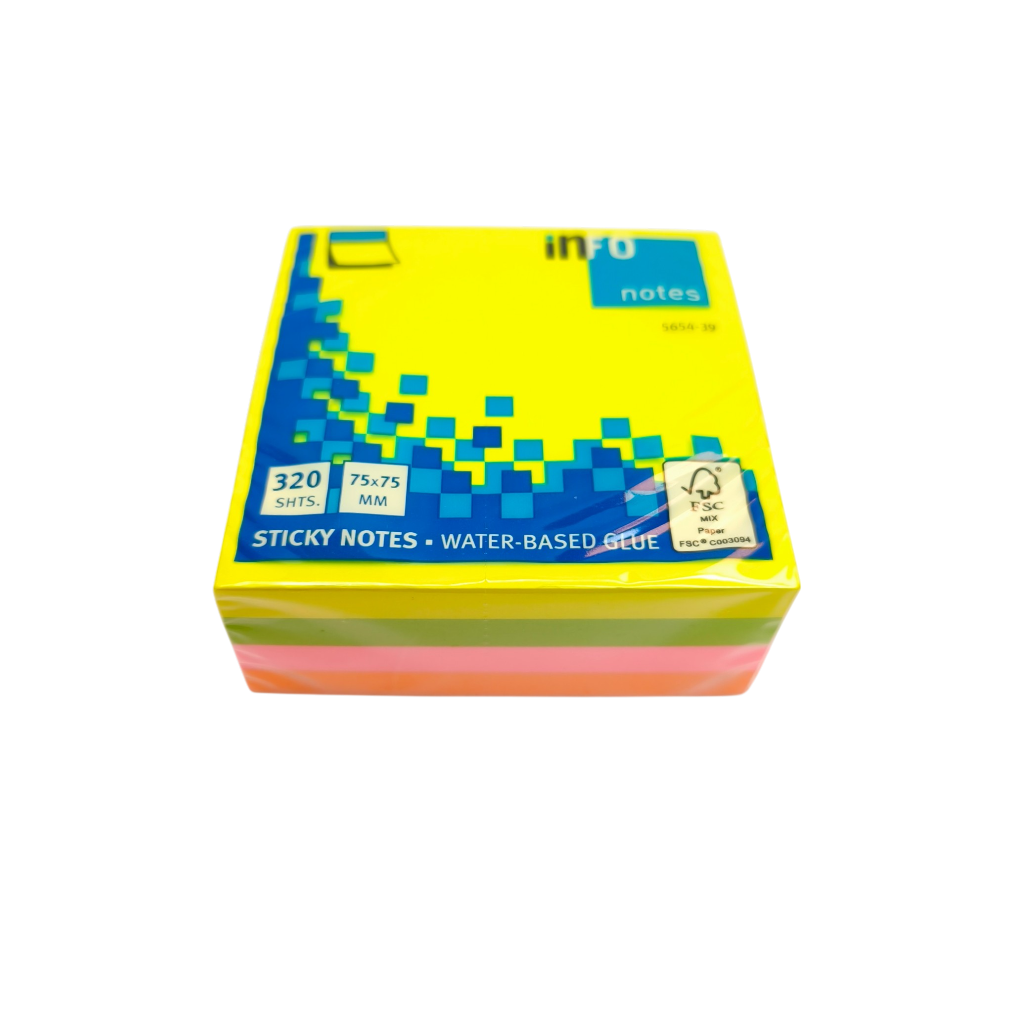 Märkmekuup Info Notes 320 lehte 75x75mm liimiga Neon