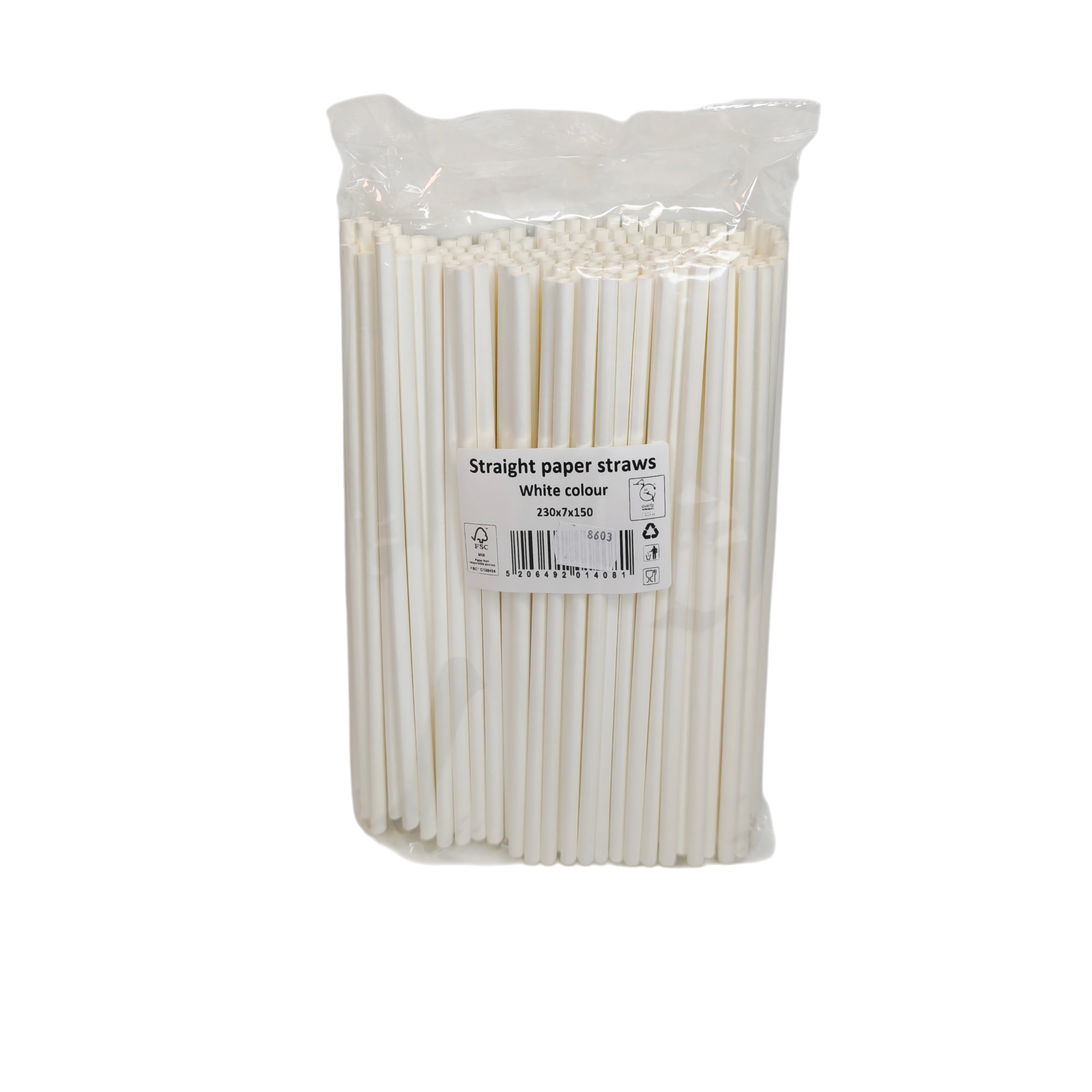 Paberkõrred 7x230mm sirge 150tk/pk valge