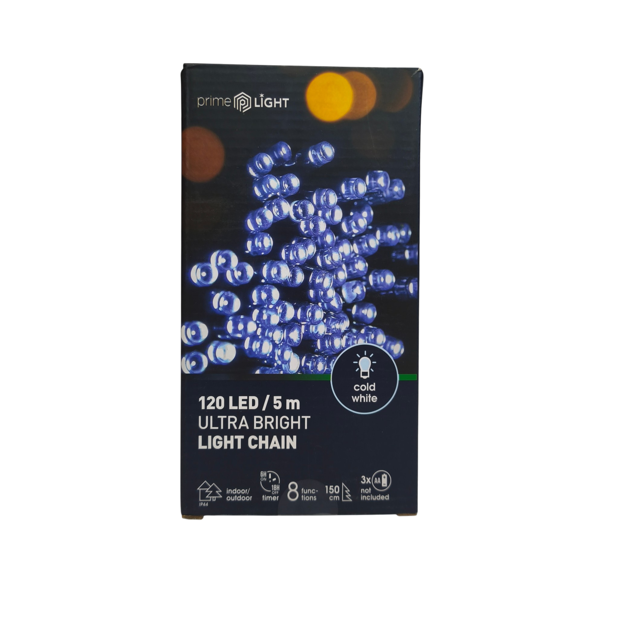 Patareitoitel valguskett 120LED 5m külm valge