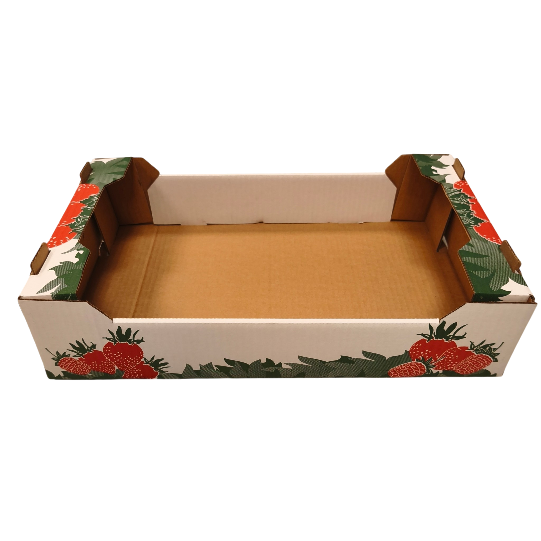Maasikakast 5kg 470x280x110/80 4mm valge/pruun lainepapp  maasika trükiga