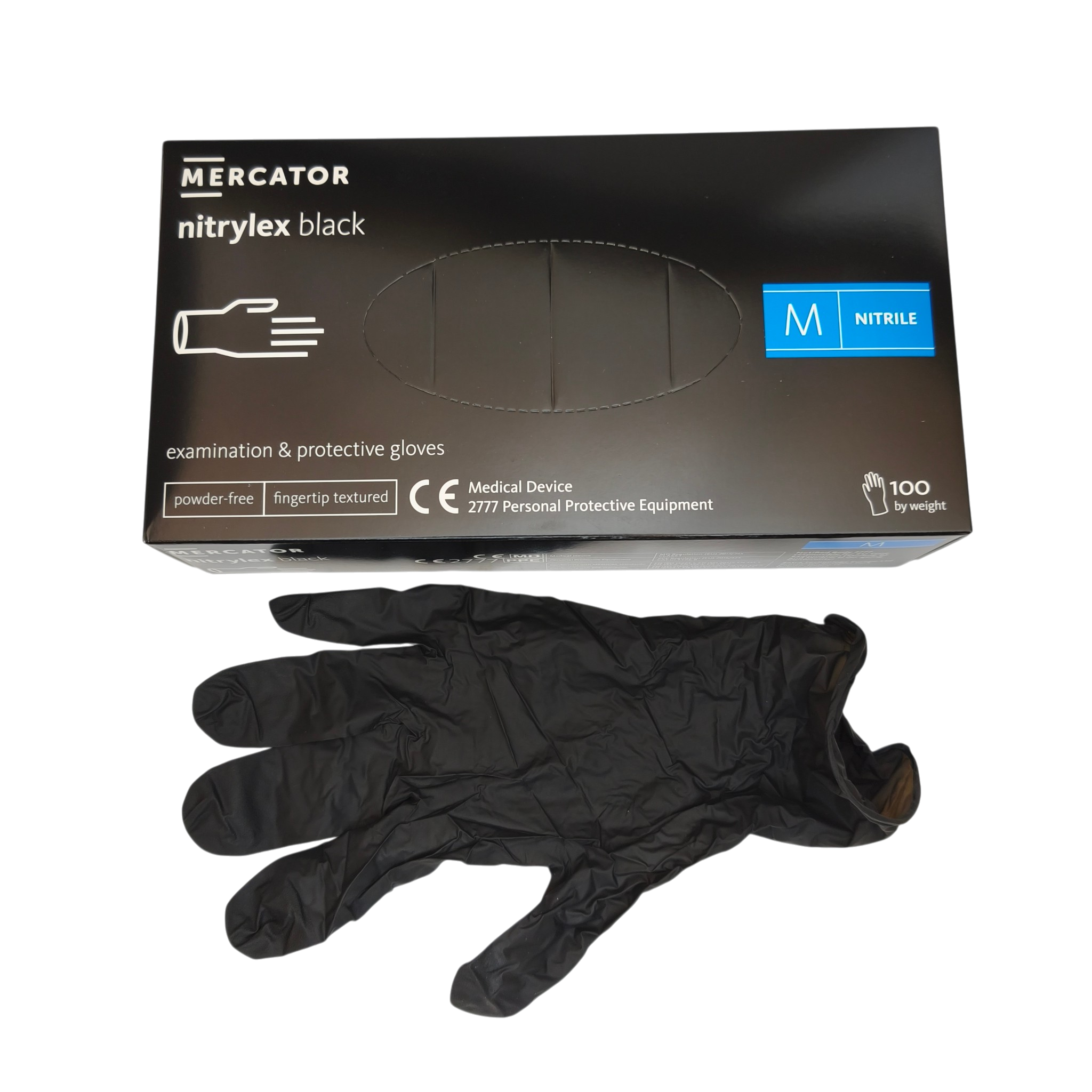 Nitriilkindad Nitrylex PF puudrita must M 100tk/pk