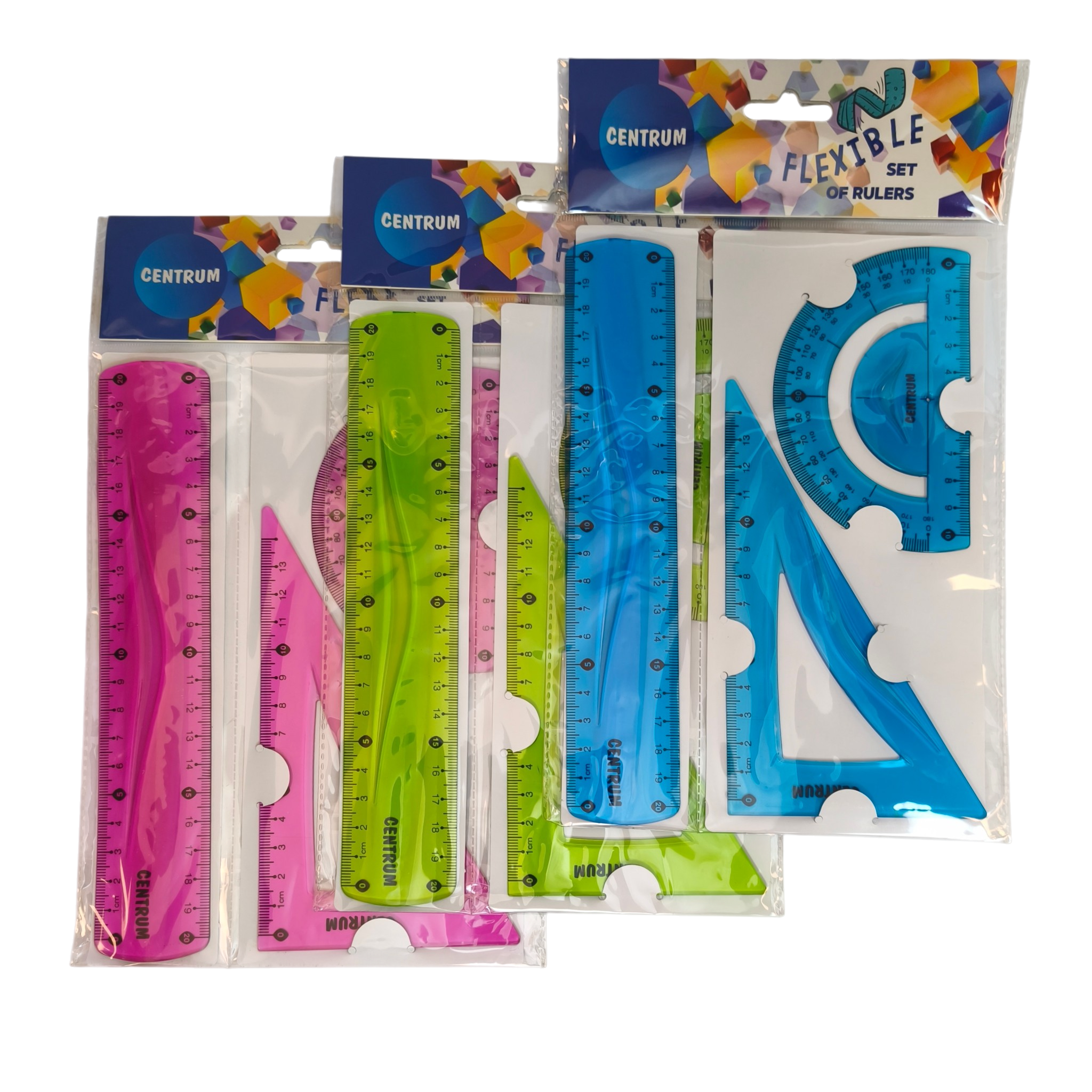 Joonlaua komplekt Centrum painduv 20cm joonlaud kolmnurk mall