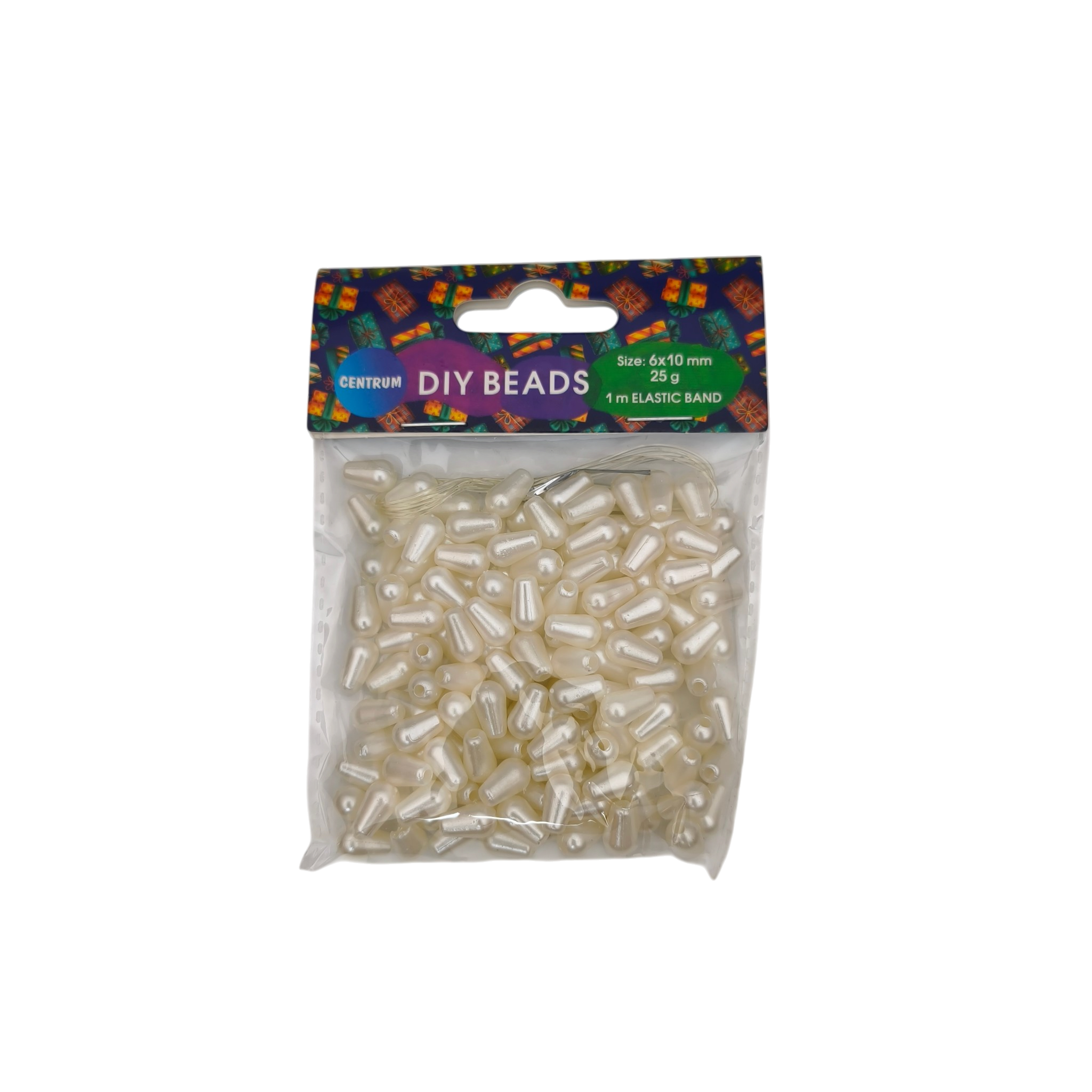 Pärlid 6x10mm 25g pakis + 1m elastik pael 1 pk