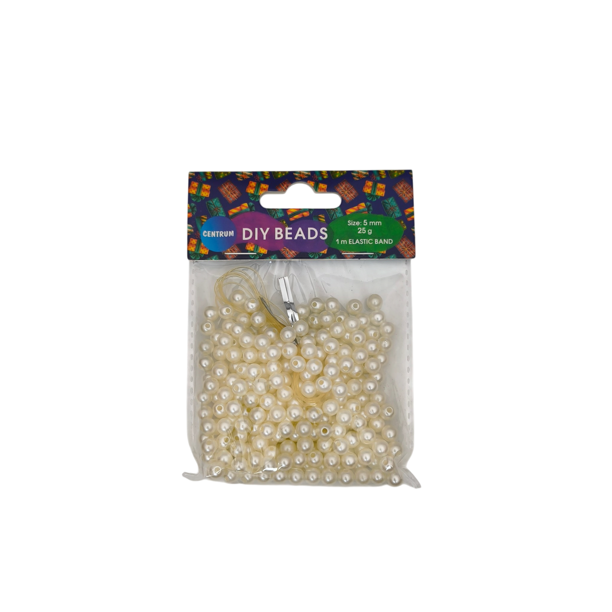 Pärlid 5mm 25g pakis + 1m elastik pael 1 pk