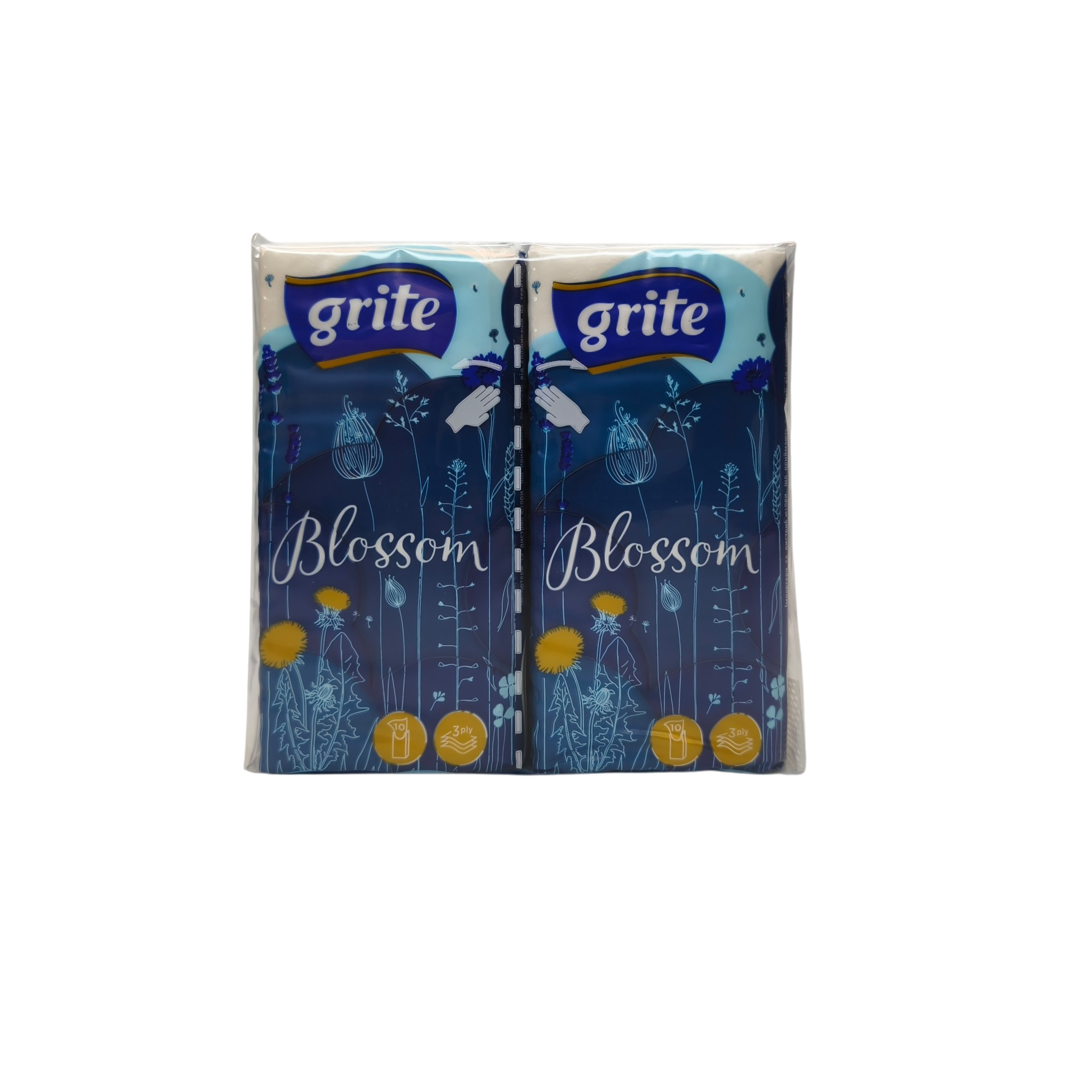 Grite taskurätikud Blossom 3-kihiline 10lehte/pk 1 pk 0.65 0.65 4pk/pl 30pl/kst