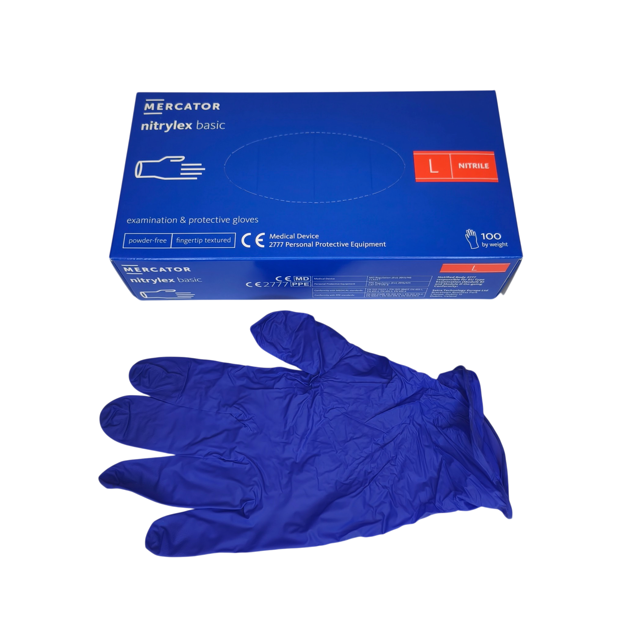 Nitriilkindad Nitrylex Basic puudrita tumesinised L 100tk/pk