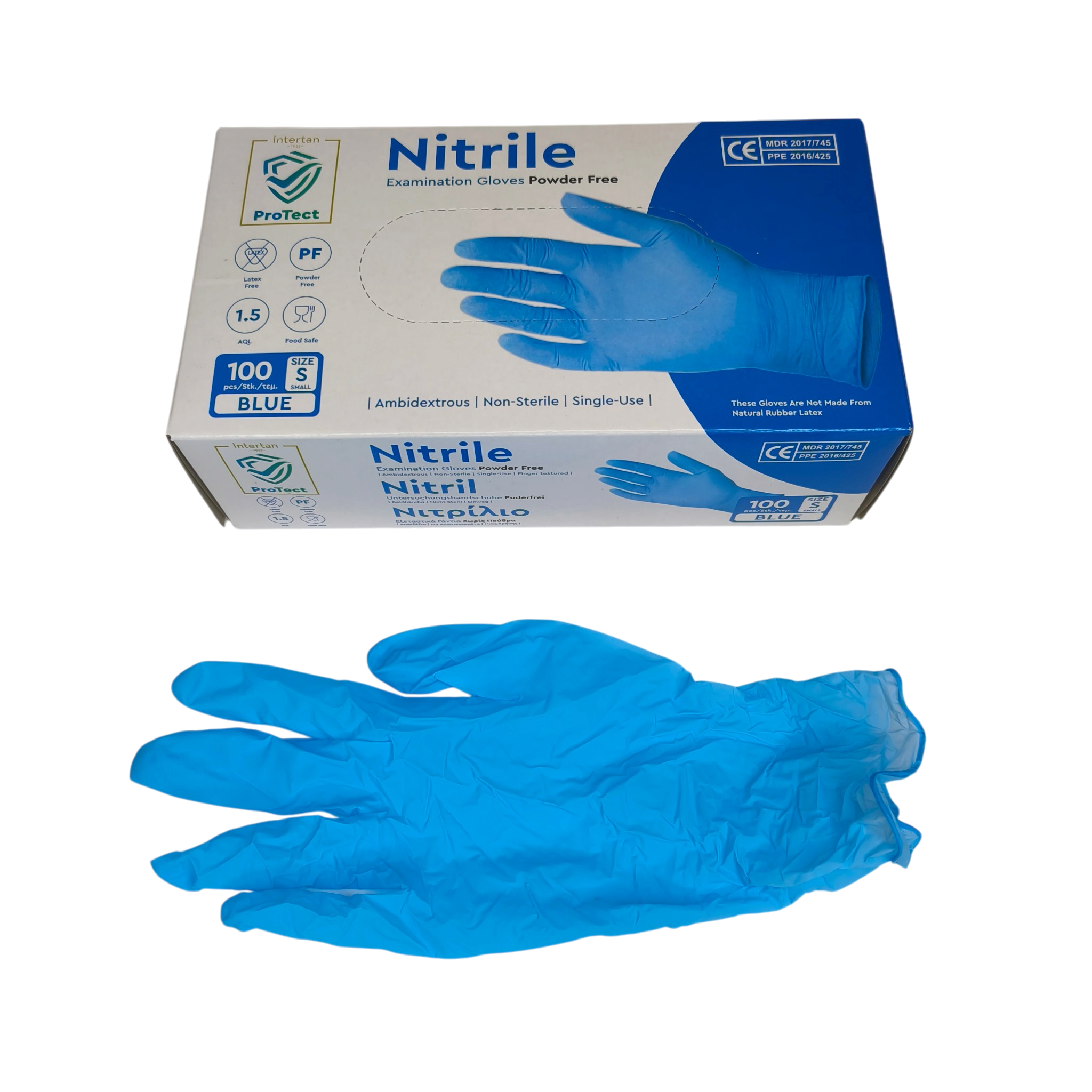 Nitriilkindad ProTect puudrita sinine S 100tk/pk 10pk/kst